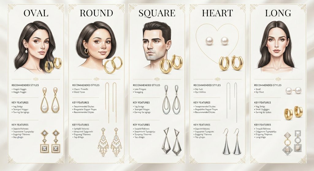 Infographic matching earring styles to face shapes