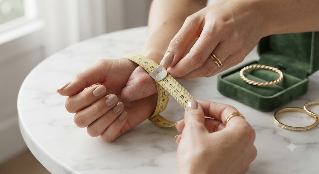 Measuring a bangle with a tape measure
