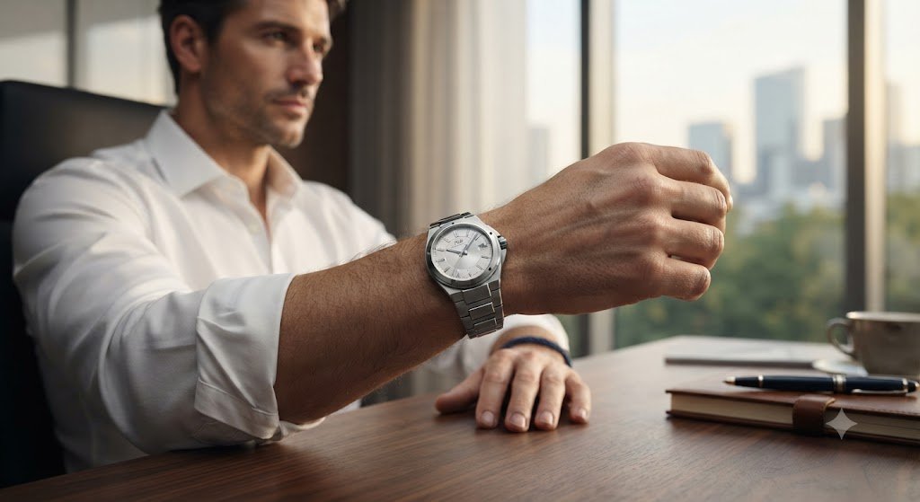 Man adjusting his watch