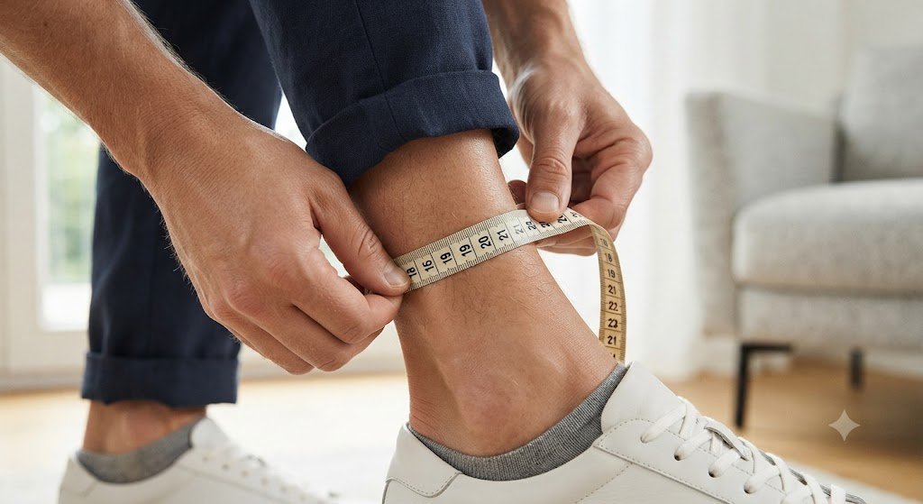 Fastening an anklet clasp around the ankle