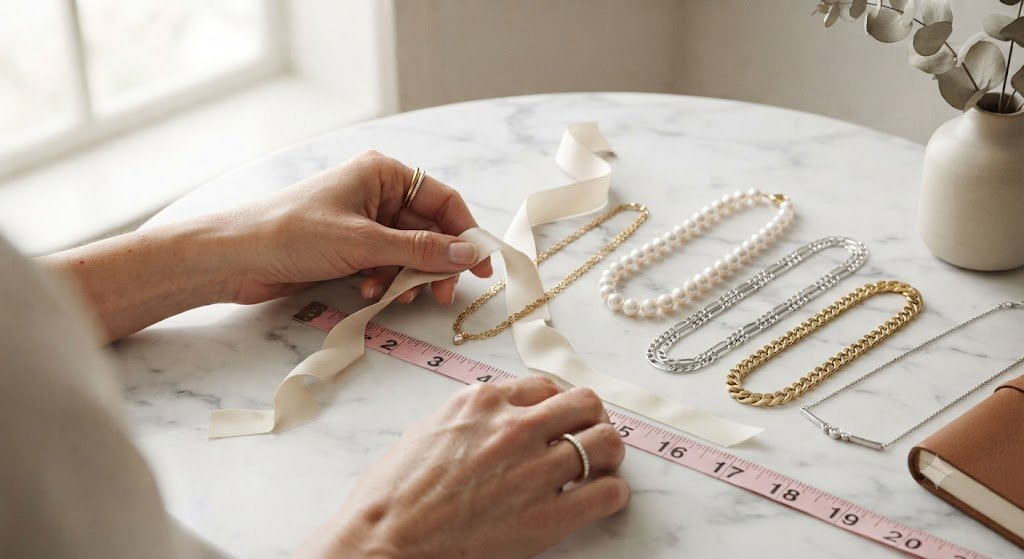 Measuring necklace chains with a tape measure