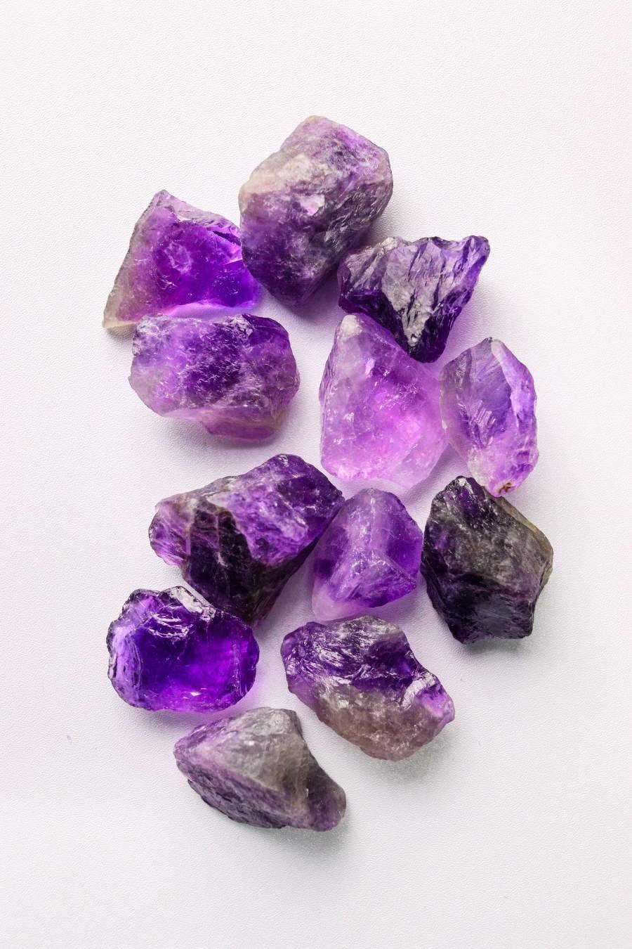 Rough purple quartz crystals